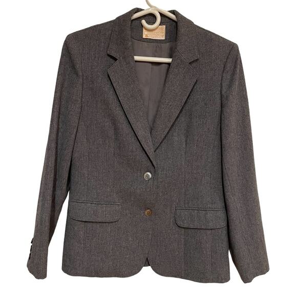 Pendleton Blazer Women Size 10 Gray Virgin Wool Fully Lined Front Button Career - Picture 7 of 8